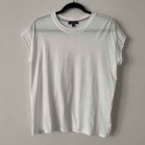 AYR Pima Cotton Cap Sleeve T Shirt White Size S Stretch Capsule Basic Minimalist